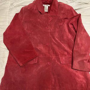 Salmon Suede Leather Coat - Jessica Holbrook - 2X